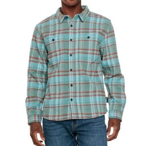 Cotopaxi Mens Flannel Shacket L Plaid Bluegrass Mero Heavyweight Organic Cotton